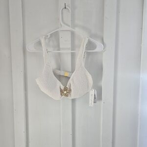 NWT Sunshine 79 Ivory Crochet Underwire Bikini Top - Size Large
